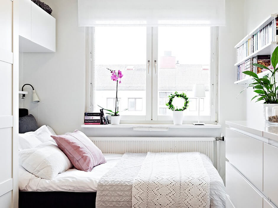 Sami napravite interijer male spavaće sobe u bijelim bojama