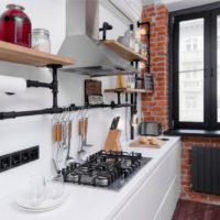 Brickwork in the interior of the kitchen