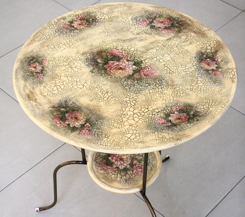 Decorative decoupage old kitchen table