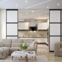 Sliding partition antara dapur dan ruang tamu