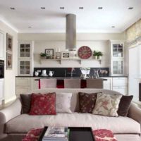 Decor of the kitchen-living room of a private house