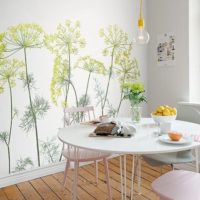 Drawings of plants in the interior of the kitchen