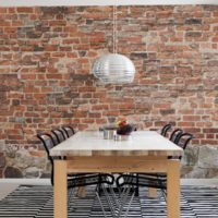 Vieux mur de briques dans la cuisine de style loft