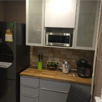 Work area in the kitchen of a studio apartment