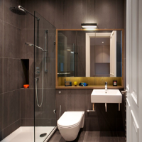 Dizajn kupaonice u jednosobnom stanu modernog stila