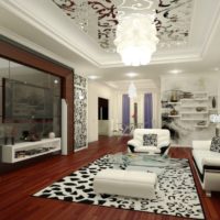 The combination of black and white in the design of the room