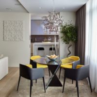 Gray and yellow chairs in the living room