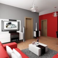 Red color in the interior design of the room