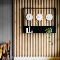 Wooden slats in the living room interior