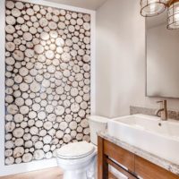 Wood cuts in a bathroom interior