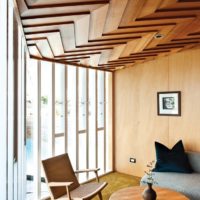 Thermal panel ceiling in the private terrace of a private house