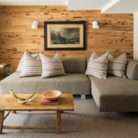 Wood paneling over headboard