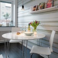 Dining table in the kitchen of a studio apartment