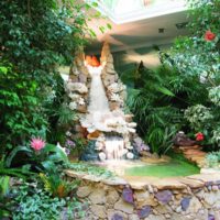 Artificial waterfall in the garden