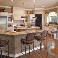 Bar counter in the kitchen-living room of a residential building