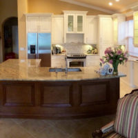 Stone countertop on the kitchen island