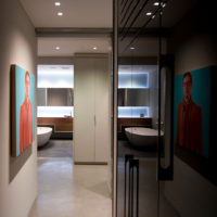 Corridor with a mirror cabinet in the men's apartment