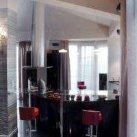 Glass bar counter in the kitchen of a man