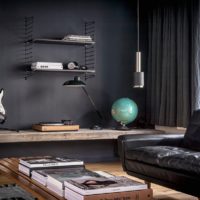 Guitar and globe in a room decoration of a young guy