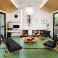 Olive floor in the design of the living room of a country house