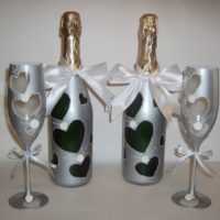 Decor champagne bottles in gray