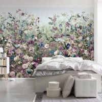 Wall mural over the head of the bed