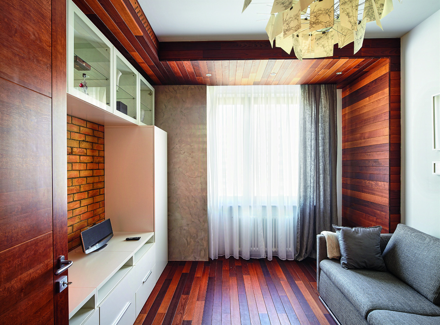 Thermal board in the interior of the living room of a city apartment