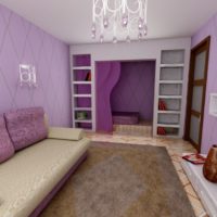 Living room interior in pale purple