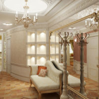 Interior of a hallway of a residential building with stucco decorations