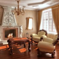 Fireplace with stucco in the living room of a private house