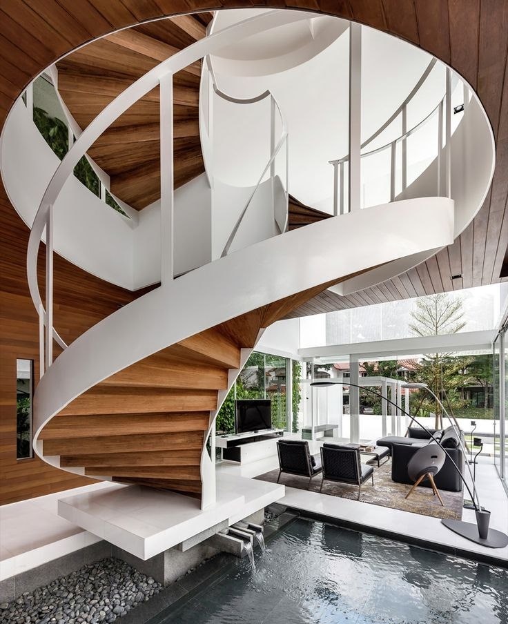 Photo of a staircase on a steel frame with steps from boards