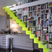 Arrangement of the library in the stairwell