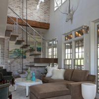 Staircase in the interior of a modern country house