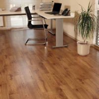 Linoleum under the laminate in the interior of the study