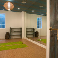 Linoleum flooring on the gym floor