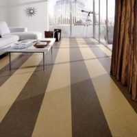 Striped linoleum in a living room of a country house