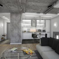 Gray color in the fashionable interior of the living room