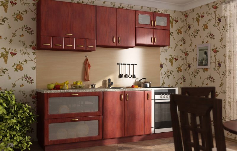 Washable wallpaper in the interior of the kitchen