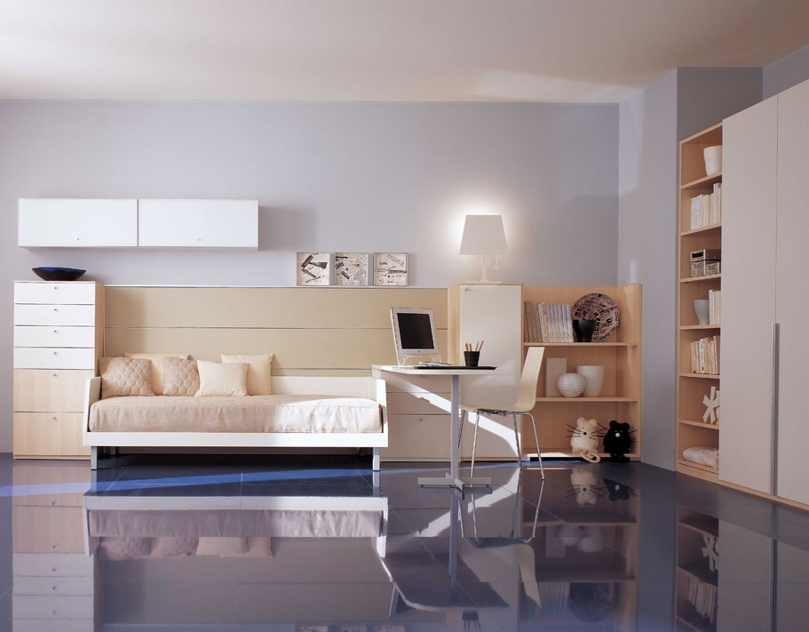 Stylish room with lavender walls for a young man