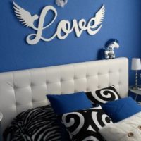 Wall decoration inscription in a romantic bedroom