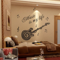 Decorazione murale con iscrizioni nella stanza di un giovane musicista