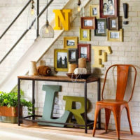 Wooden letters under the stairs of a private house