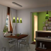 Zelena i siva boja u unutrašnjosti kuhinje