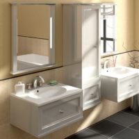 Hanging sinks in the bathroom interior