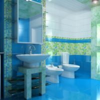 L'abbondanza di blu all'interno del bagno