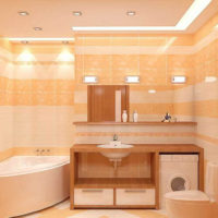 Orange color in the interior of the bathroom