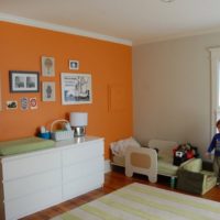 Orange wall in a children's room