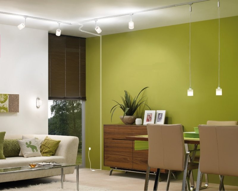 Pendant lights in the living room interior