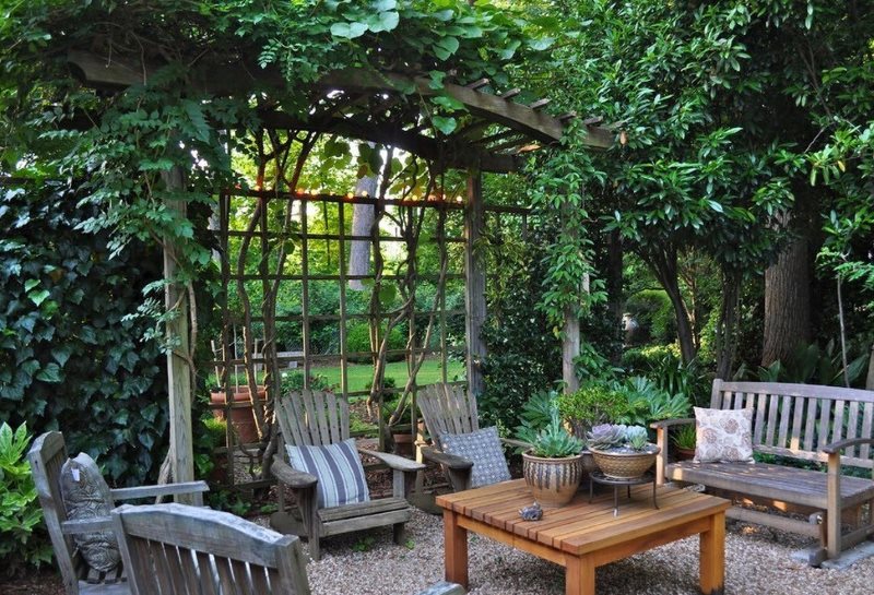 Wooden pergola at the playground