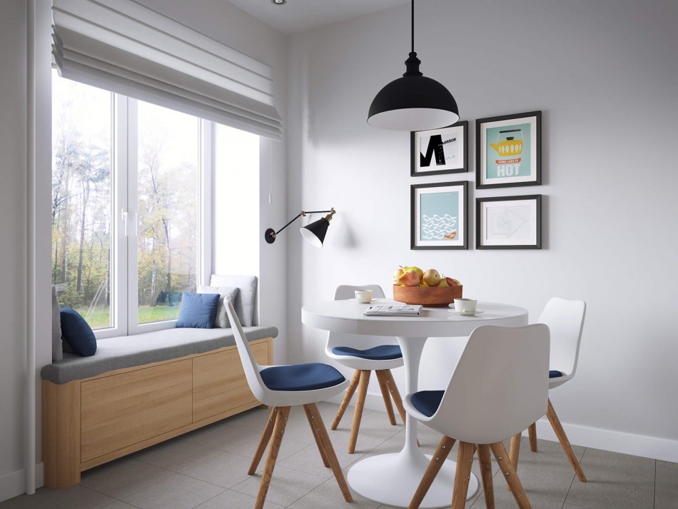 Window sill as a bench in a one-room apartment of a panel house